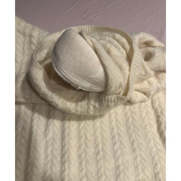 Jeanne Pierre Lambswool Angora Ivory Cable Knit Cowl Neck Sweater Small Vintage - Picture 9 of 10